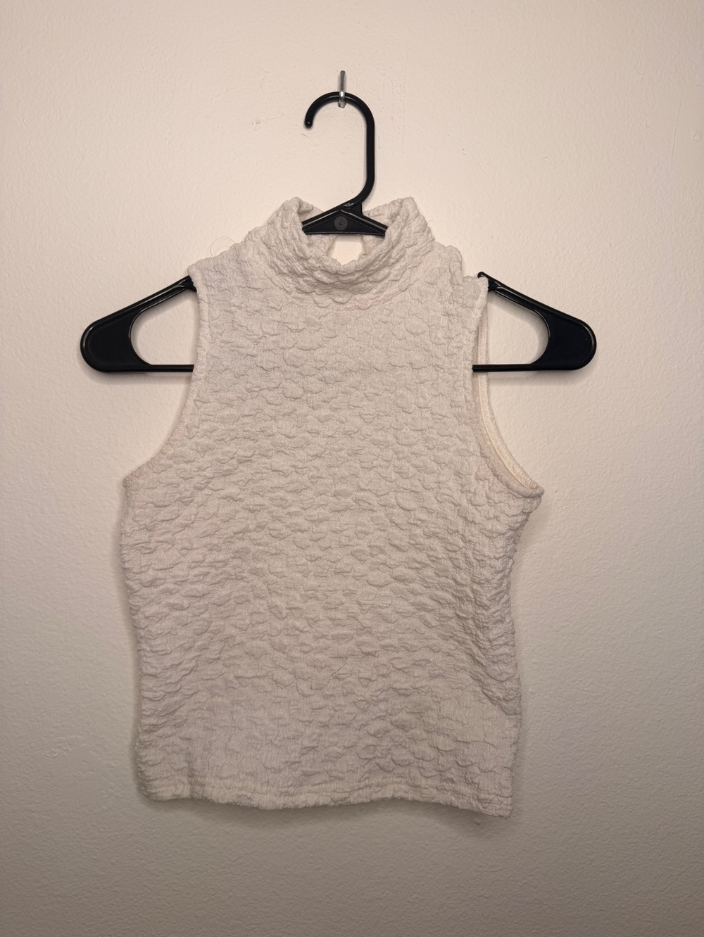 Anthropologie Cream Textured Sleeveless Mock Neck Tank